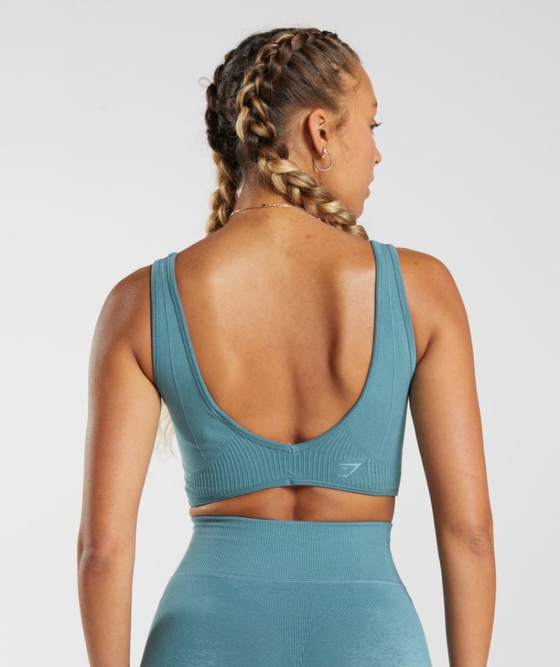 Women's Gymshark Rest Day Seamless Bralette Sports Bra Blue | CA 5138A7